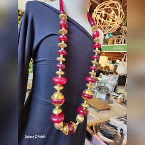 Red, Goldtone and White Multi Use Piece-Home Decor or Necklace